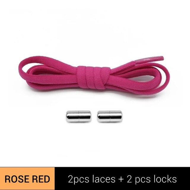 1 Pair No Tie Shoelaces Half Round Shoe Laces for Kids and Adults Sneaker Elastic Shoelaces Fast Lazy Lock Metal Shoelaces