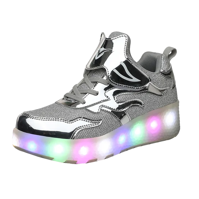 Children Roller Skates Tow Wheels Shoes Glowing Fashion Children Sport Shoes Casual Skating USB LED Light Sneakers for Kids