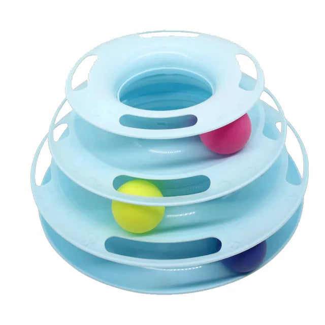 3-layer pet cat toy Training Entertainment board Interactive tower track dish Cat Turntable ball quadruple dish tumble