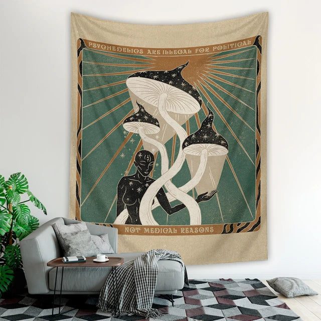 95x73cm Alien Tapestry Mandala Macrame Hippie Art Wall Hanging Tapestries Living Room Home Tarot Decor Psychedelic Wall Tapestry