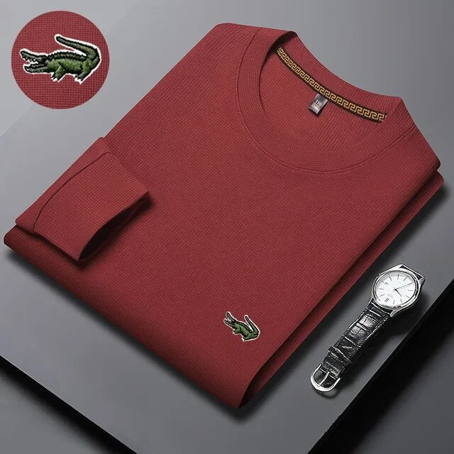 High quality Men's Long Sleeve T-shirt Spring And Autumn Cotton Embroidered Polo Shirt Lapel Men's Clothing Base Shirt Loose