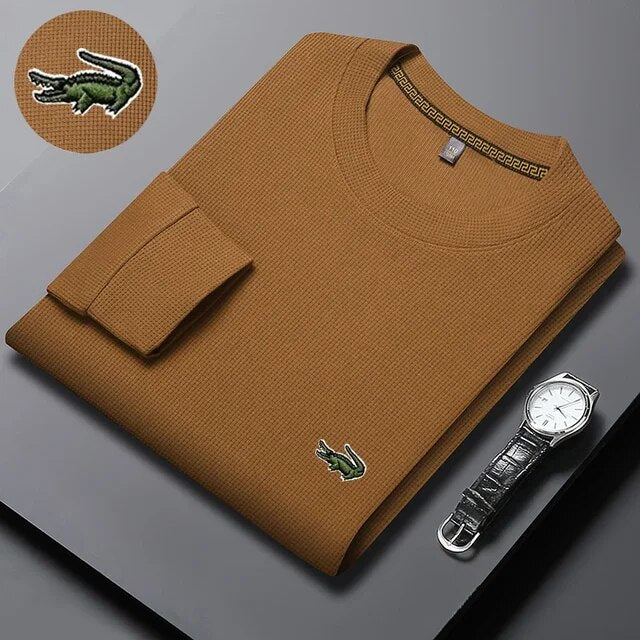 High quality Men's Long Sleeve T-shirt Spring And Autumn Cotton Embroidered Polo Shirt Lapel Men's Clothing Base Shirt Loose