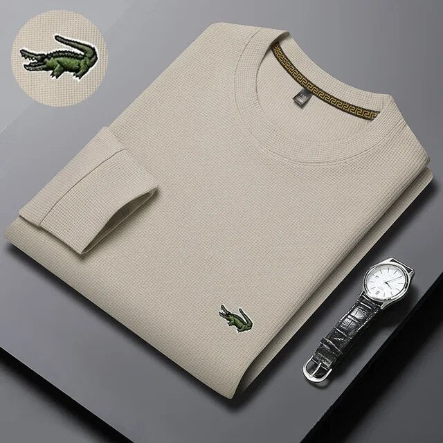 High quality Men's Long Sleeve T-shirt Spring And Autumn Cotton Embroidered Polo Shirt Lapel Men's Clothing Base Shirt Loose