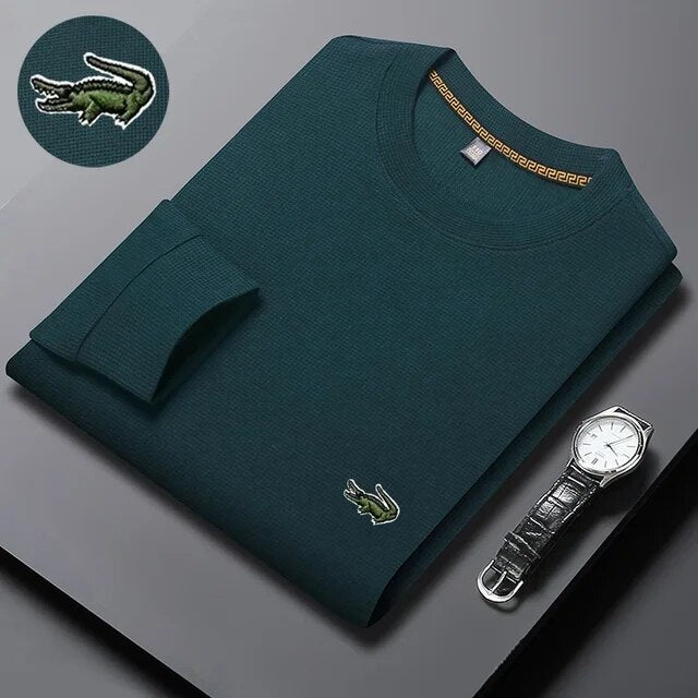 High quality Men's Long Sleeve T-shirt Spring And Autumn Cotton Embroidered Polo Shirt Lapel Men's Clothing Base Shirt Loose