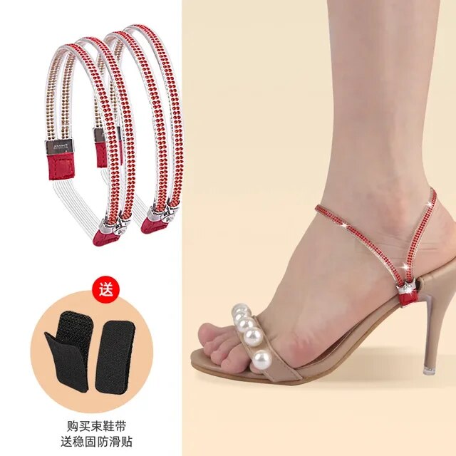 1Pair Fashion Women New Shoelaces for High Heels Anti-Slip Adjustable Straps Shoes Buckles Shoes Band Accessory Decoration