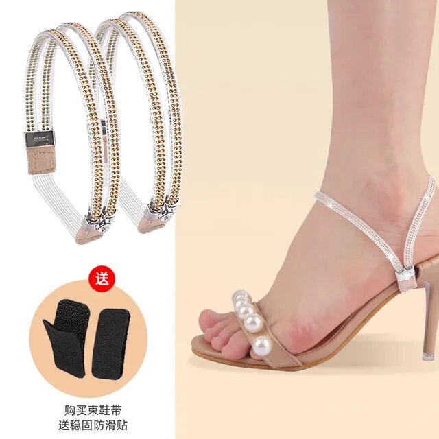 1Pair Fashion Women New Shoelaces for High Heels Anti-Slip Adjustable Straps Shoes Buckles Shoes Band Accessory Decoration