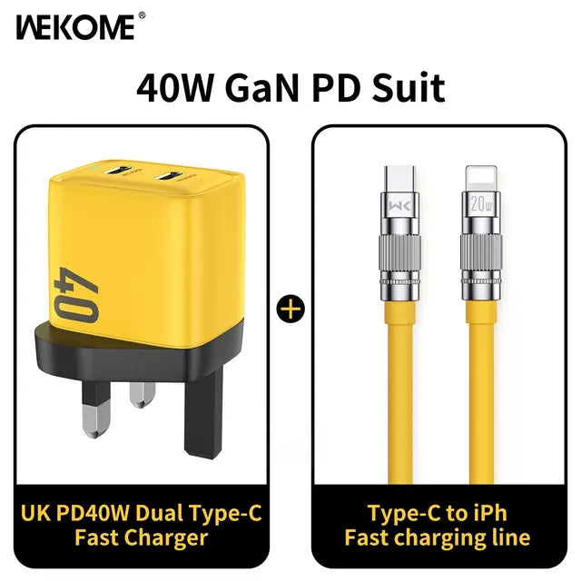 WEKOME GaN 40W/67W/100W Type C Charger Portable USB Charger Adapter QC4.0 PD PPS Fast Charging for iPhone Samsung Xiaomi Macbook