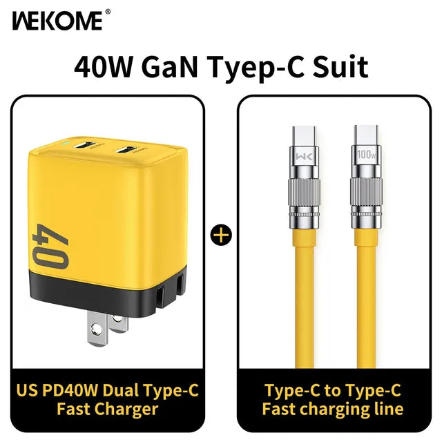 WEKOME GaN 40W/67W/100W Type C Charger Portable USB Charger Adapter QC4.0 PD PPS Fast Charging for iPhone Samsung Xiaomi Macbook