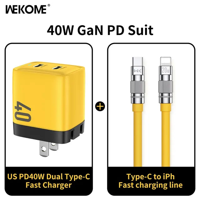 WEKOME GaN 40W/67W/100W Type C Charger Portable USB Charger Adapter QC4.0 PD PPS Fast Charging for iPhone Samsung Xiaomi Macbook