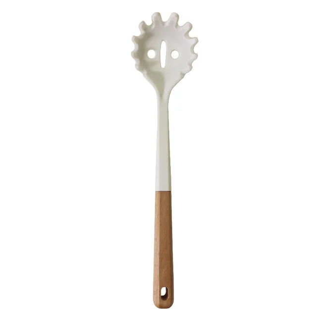 Non-stick Silicone Cooking Utensils Set Kitchenware Wooden Handle Spatula Spoon Turner Soup Ladle Whisk Cookware Kitchen Tools