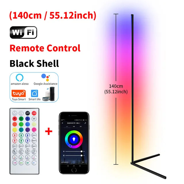 RGB LED Floor Lamp Living Room Corner Lamp Smart APP Remote Control 140cm Atmospheric Standing Stand Light Christmas Home Decor