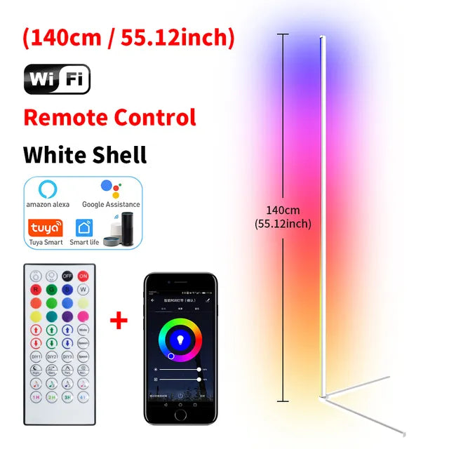 RGB LED Floor Lamp Living Room Corner Lamp Smart APP Remote Control 140cm Atmospheric Standing Stand Light Christmas Home Decor