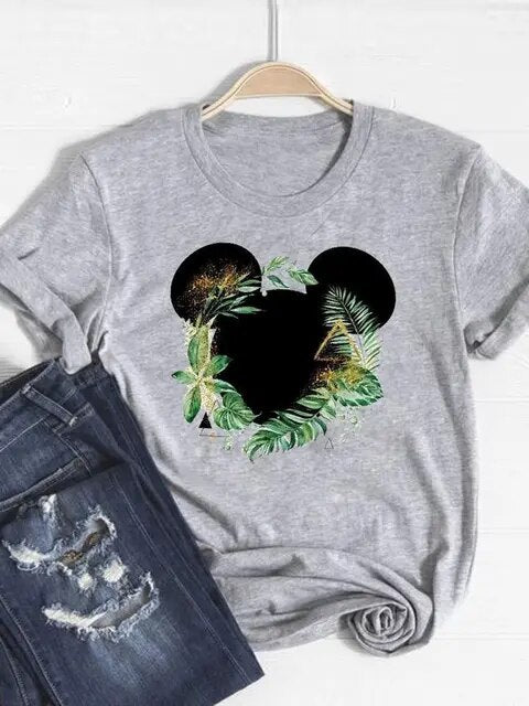 Disney Mickey Mouse Cartoon Clothes Tee Top Ear Funny Style Cute Clothing Women Female Fashion Casual Graphic T-shirts