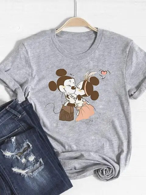 Disney Mickey Mouse Cartoon Clothes Tee Top Ear Funny Style Cute Clothing Women Female Fashion Casual Graphic T-shirts