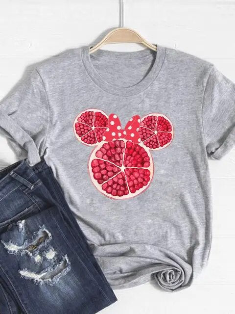 Disney Mickey Mouse Cartoon Clothes Tee Top Ear Funny Style Cute Clothing Women Female Fashion Casual Graphic T-shirts