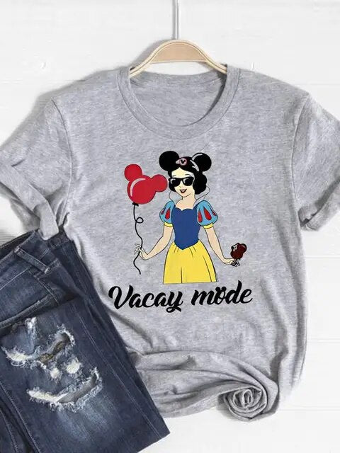 Disney Mickey Mouse Cartoon Clothes Tee Top Ear Funny Style Cute Clothing Women Female Fashion Casual Graphic T-shirts