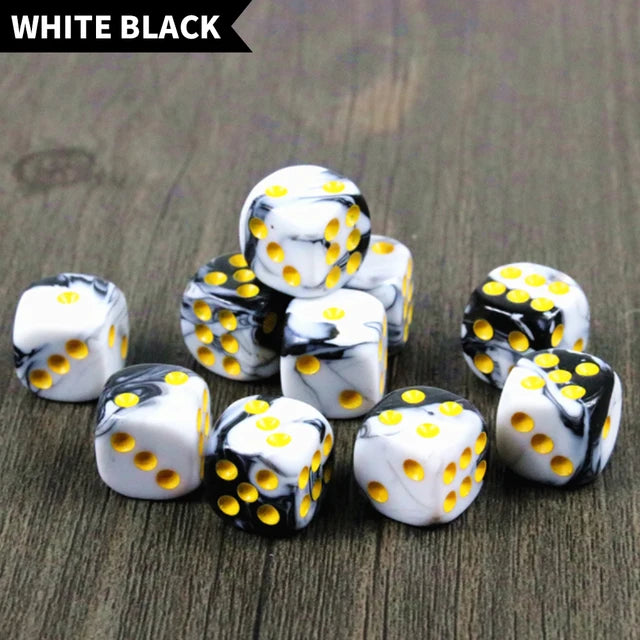 10pcs 16mm Acrylic Round Corner Dice D6 Dots Patterned Two-color Game Dice for Club Party Entertainment Toys