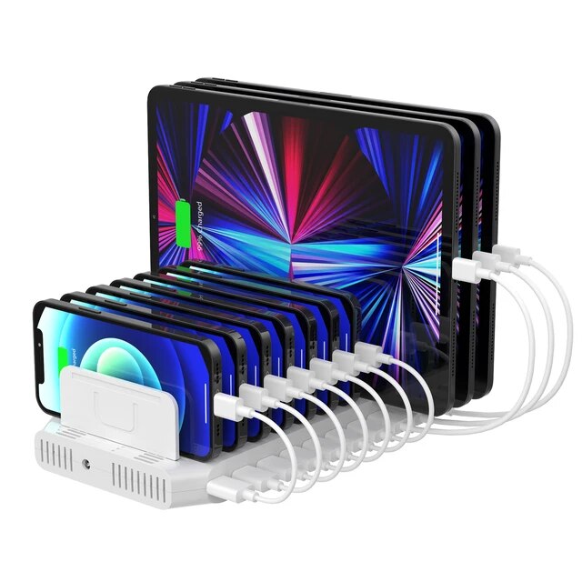 Unitek 10-Port USB Charging Station Multiple USB 60W Charger Dock with QC 3.0 Fast Charging for iPhone Samsung iPad Tablet Phone