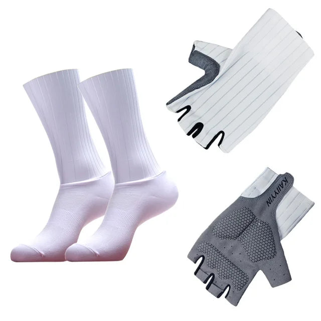 New Aero Bike Team Cycling Gloves and Socks Combined Men Women Bike Gloves Socks Non-slip Calcetines Ciclismo Guantes Ciclismo