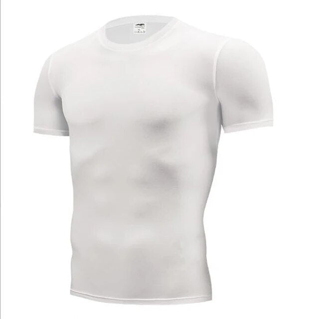 Fashion Pure Color T-Shirt Men Short Sleeve Compression Tight Tshirts Shirt S- 3XL Summer Clothes Free Transportation