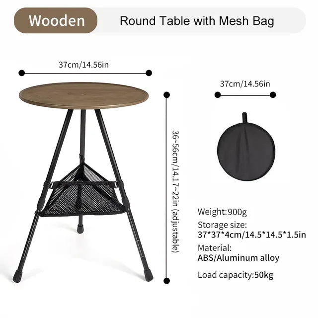 WESTTUNE Camping Round Table with Light Stand Ultralight Portable Folding Table with Adjustable Legs for Picnic Indoor/Outdoor