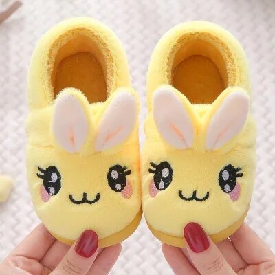 Baby Girls Cotton Slippers 2023 New Winter Children's Cute Rabbit Plush Slippers Boys Home Indoor Shoes Furry Kids Slippers