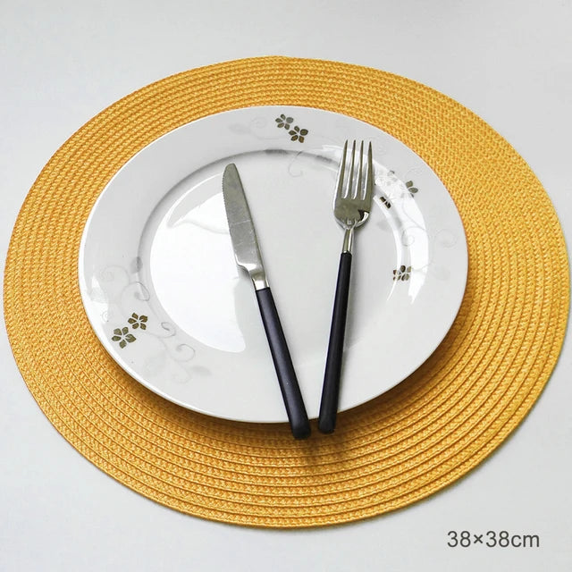 Round Placemats Set Braided Circle Place Mat Washable Table Mats for Kitchen Dining Table Mixed Color Non-Slip Place mats