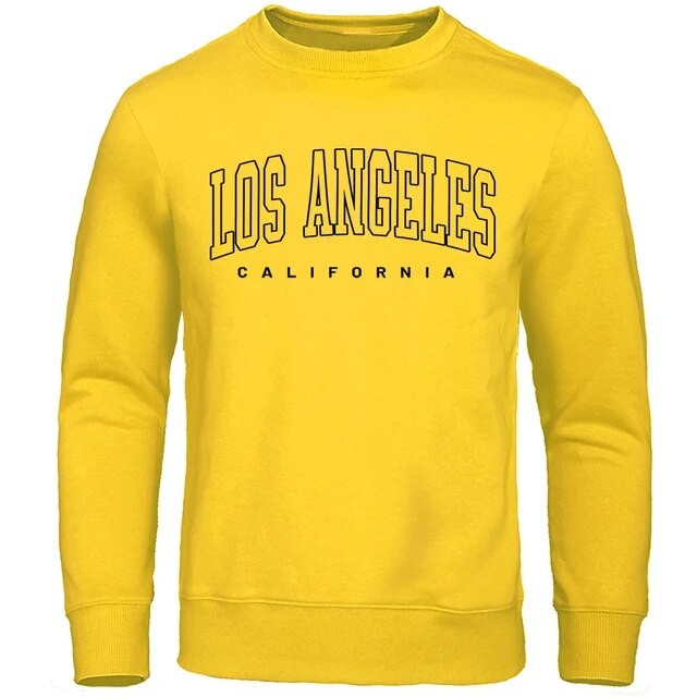 U.S.A Los Angeles California City Letter Printed For Men Fashion Casual Sweatshirt Loose Oversize Clothes O-Neck Warm Streetwear