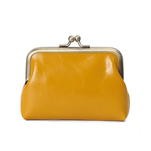 Women Wallet Retro Oil Wax Cowhide Coin Purse Real Leather Bag Handmade Mini Storage Bag Coin Bag Short Credit Card Holder