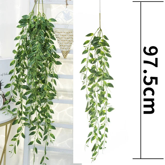 1/2Piece Artificial Vine Home Decor Artificial Ivy Leaf Garland Plants Vine Fake Foliage Flowers Creeper Green Ivy Wreath