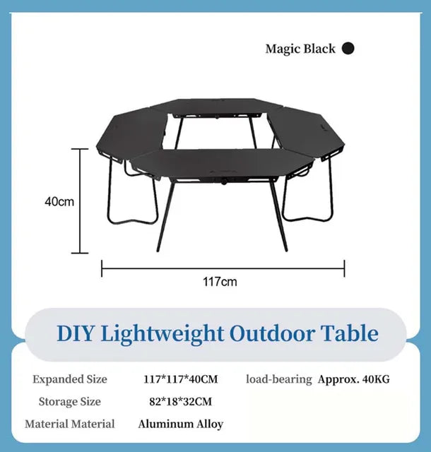 Camping Foldable Splicing Combination Multifunctional Splicing Round Table Outdoor Aluminium Barbecue Campfire Table