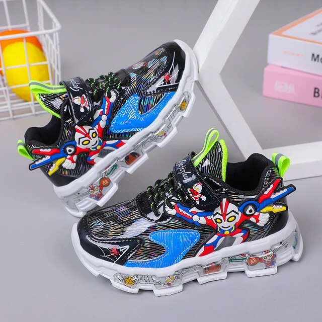 New Kids Shoes Breathable Mesh Boys Girls Cartoon Sneakers Magic Buckle Non-slip Children Casual Lightweight Running Shoes