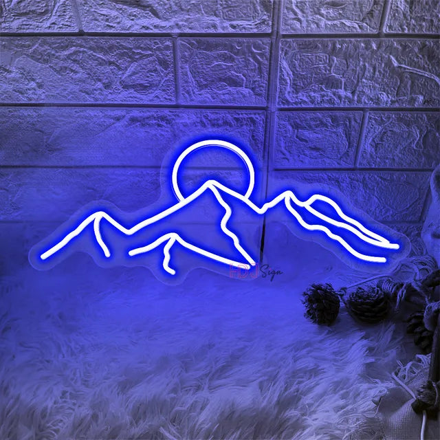 Led Neon Sign Moutain and Sun Neon Light Custom Led Lamp Sign Home Wall Decor for Bedroom Kid Room Bar Birthday Decoration