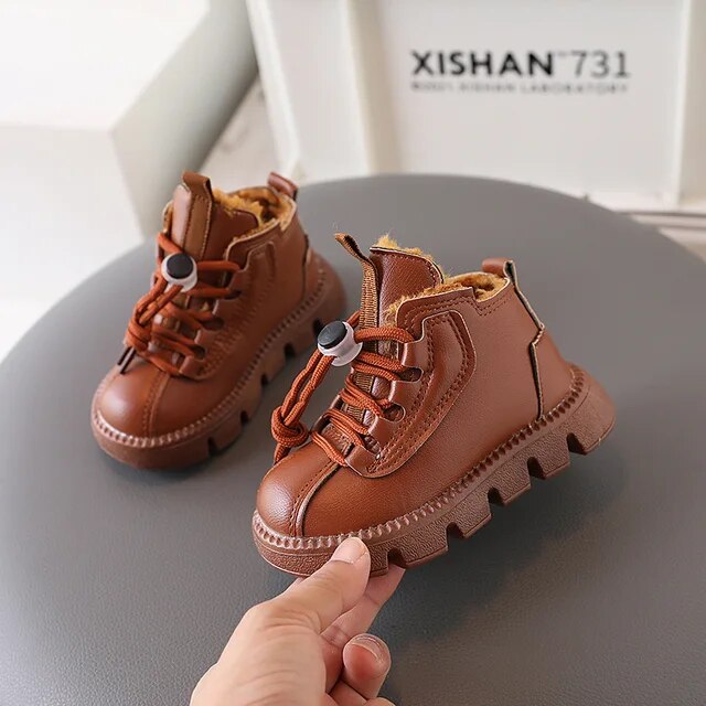 Children Ankle Boots for Boys Girls Fashion Warm Fur Kids Snow Boots Toddlers Casual Winter Shoes Little Boys Rubber Boots 21-30