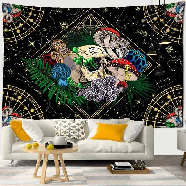 Fairytale Dreamy Mushroom Tapestry Psychedelic Carpet Bohemian Home Decor Witchcraft Hippie Kids Room Decor Wall Tapestries