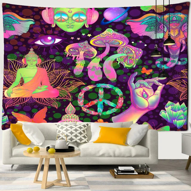 Fairytale Dreamy Mushroom Tapestry Psychedelic Carpet Bohemian Home Decor Witchcraft Hippie Kids Room Decor Wall Tapestries