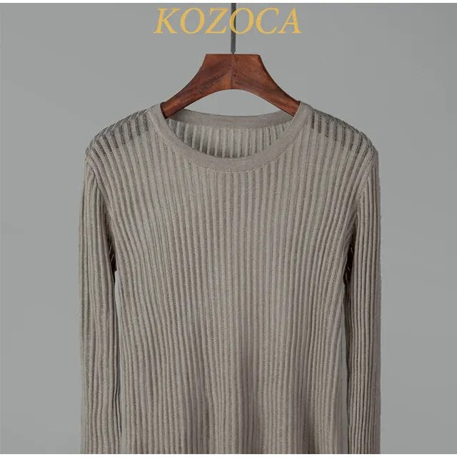 2023 Fashion White Elegant Striped See Through Women Tops Outfits Long Sleeve T-Shirts Tees Skinny Club Party Clothes