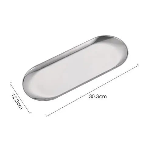 Nordic Stainless Steel Rectangular Coffee Shop Pallet Storage Disk Net Snack Cake Dish Dining Dessert Plate Kitchen Dish Tray