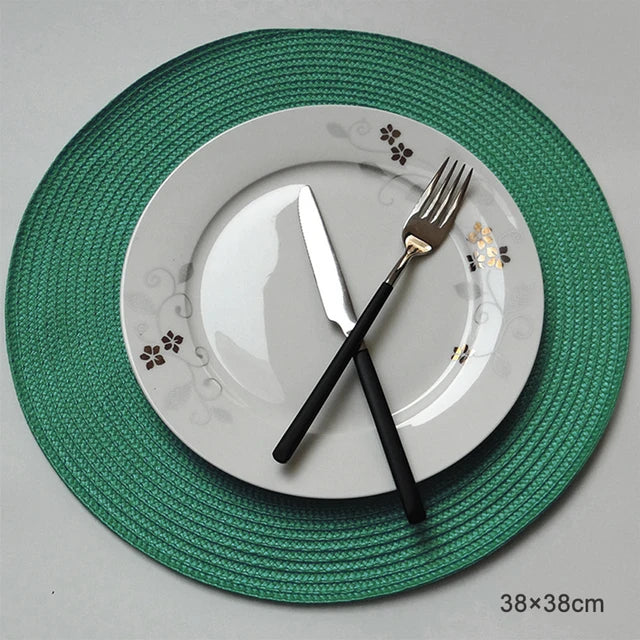 Round Placemats Set Braided Circle Place Mat Washable Table Mats for Kitchen Dining Table Mixed Color Non-Slip Place mats