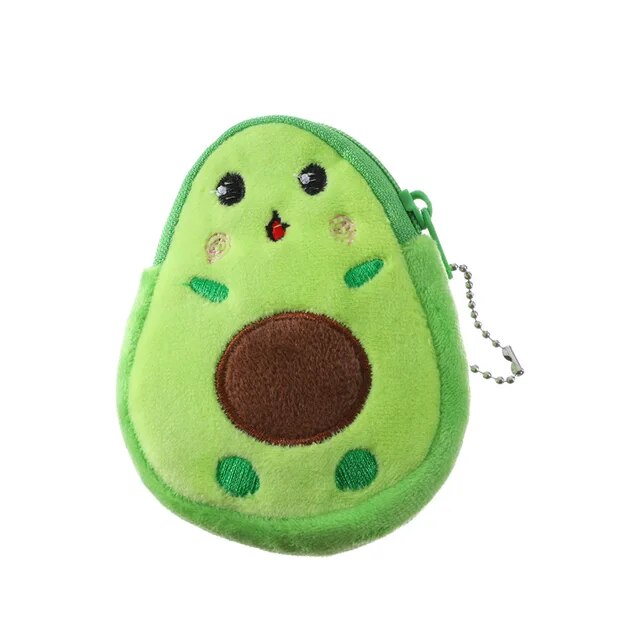 Fashion Mini Money Pouch Kids Cartoon Girls Key Case Bags Wallet Avocado Plush Purse Small Coin bag