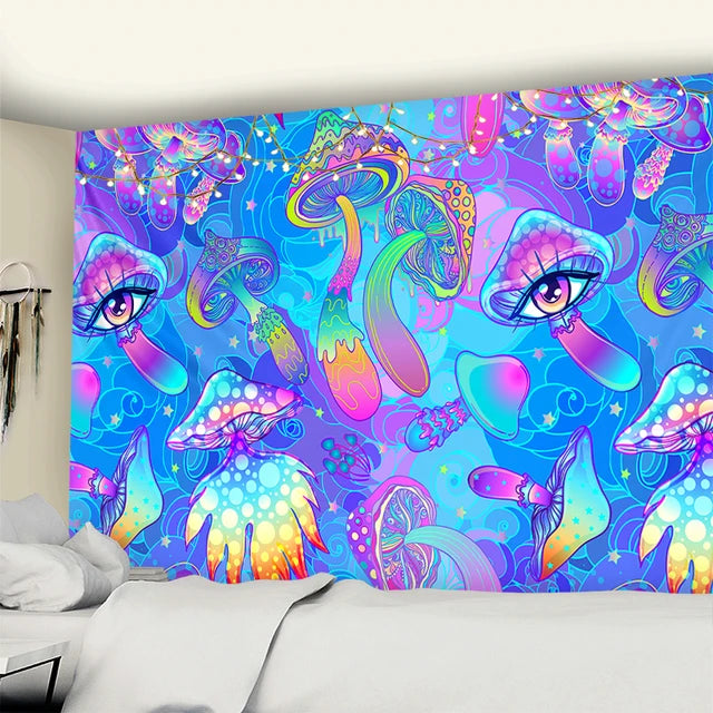 Fairytale Dreamy Mushroom Tapestry Psychedelic Carpet Bohemian Home Decor Witchcraft Hippie Kids Room Decor Wall Tapestries