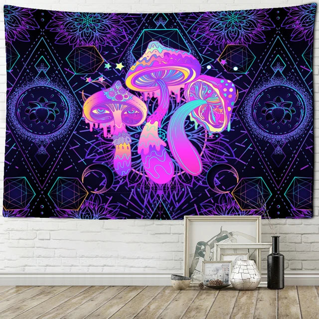 Fairytale Dreamy Mushroom Tapestry Psychedelic Carpet Bohemian Home Decor Witchcraft Hippie Kids Room Decor Wall Tapestries