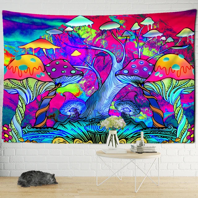 Fairytale Dreamy Mushroom Tapestry Psychedelic Carpet Bohemian Home Decor Witchcraft Hippie Kids Room Decor Wall Tapestries