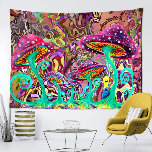 Fairytale Dreamy Mushroom Tapestry Psychedelic Carpet Bohemian Home Decor Witchcraft Hippie Kids Room Decor Wall Tapestries