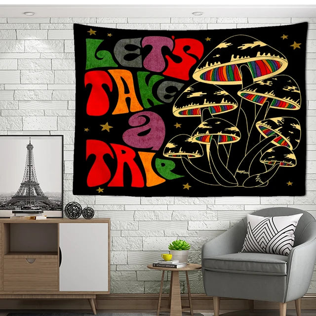 Fairytale Dreamy Mushroom Tapestry Psychedelic Carpet Bohemian Home Decor Witchcraft Hippie Kids Room Decor Wall Tapestries