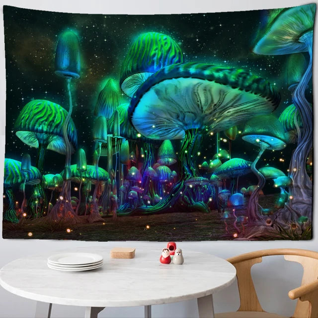 Fairytale Dreamy Mushroom Tapestry Psychedelic Carpet Bohemian Home Decor Witchcraft Hippie Kids Room Decor Wall Tapestries