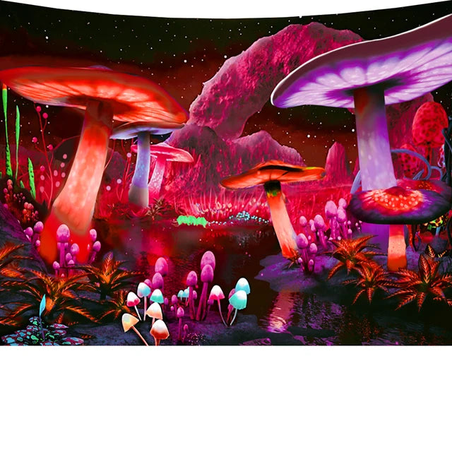 Fairytale Dreamy Mushroom Tapestry Psychedelic Carpet Bohemian Home Decor Witchcraft Hippie Kids Room Decor Wall Tapestries