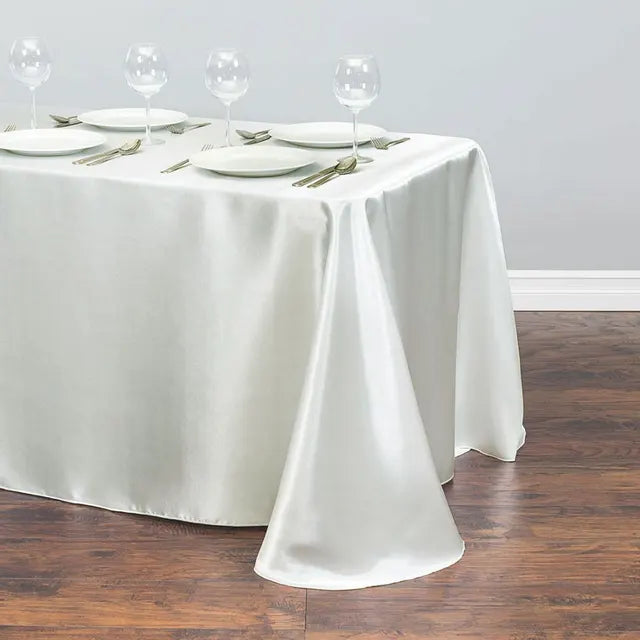 1pcs White Wedding Tablecloth Table Cover Rectangle for Christmas New Year Party Home Textile 228x339cm Stain Fabric