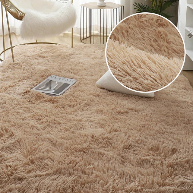 Soft Shaggy Carpet Living Room Fluffy Children Rugs Large Beige Plush Area Rug for Bedroom Kids Room Nursery Modern Home Decor