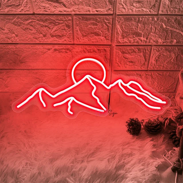 Led Neon Sign Moutain and Sun Neon Light Custom Led Lamp Sign Home Wall Decor for Bedroom Kid Room Bar Birthday Decoration